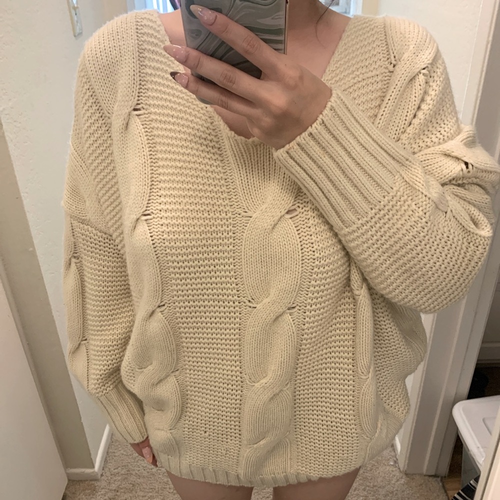 White knit sweater